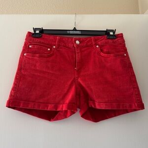 Red Denim Shorts